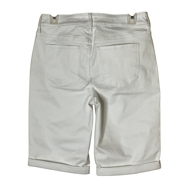 NYDJ Briella White Bermuda Shorts Size 4 Lift Tuck Stretch Denim 11” Inseam NWT - Picture 2 of 8
